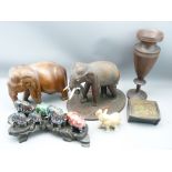 TREEN - ornamental elephants, a collection, other treen items ETC