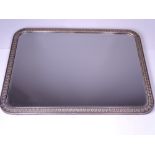 CONTINENTAL SILVER PRESENTATION MIRROR/TRAY, 42 x 30.5cms, acanthus leaf border to a bevel edged