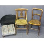 ARTS & CRAFTS STRING SEAT CHAIR, 80cms H, 40cms W, 38cms D, one other with cane seat (for