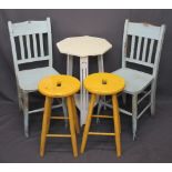 PAINTED FURNITURE (5) - to include two chairs, two stools and an octagonal top table, various