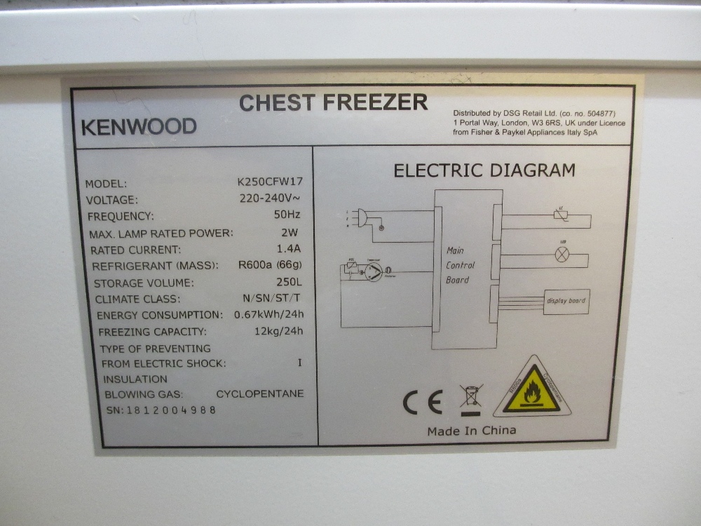 KENWOOD CHEST FREEZER E/T, 85cms H, 100cms W, 60cms D - Image 3 of 3