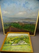 LARGE OIL ON BOARD - coastal scene, indistinctly signed, dated '71', 75 x 7cms and a smaller