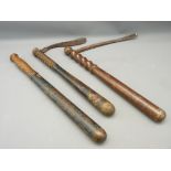 CONSTABULARY TRUNCHEONS (3) including a painted Victorian