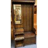 PRIORY OAK STYLE BOX SEAT HALL STAND, 185cms H, 91cms W, 38cms max Depth