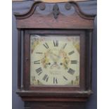 JOHN OWEN PWLLHELI CIRCA 1830 OAK LONGCASE CLOCK, 14in square painted dial set with Roman