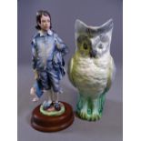 HEREFORD FINE CHINA LIMITED EDITION FIGURE - Boy in Blue outfit, on a wooden plinth, 28cms overall H