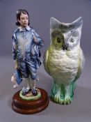 HEREFORD FINE CHINA LIMITED EDITION FIGURE - Boy in Blue outfit, on a wooden plinth, 28cms overall H