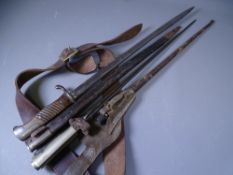 WWI & WWII BAYONETS, one engraved '143.R.E.1.49'