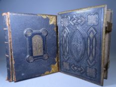 FAMILY BIBLES (2) both brass bound, one edited by Scott & Henry, the other with brass clasp circa