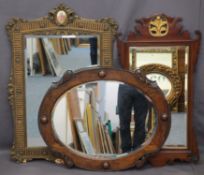 GEORGIAN STYLE & VINTAGE WALL MIRRORS (3) to include Georgian style mahogany, 88cms H, 46.5cms W,