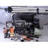 BOLEX H16 REFLEX CINE CAMERA, a large quantity of reels, a screen and other photographic items, a