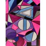 SHAN ECCLES (Emerging Deganwy Artist) - colourful abstract in pinks, 40 x 30cms