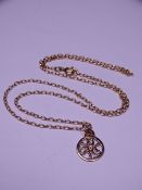 TLWS JEWELLERY - a small 9ct Celtic style pendant with chain, 3grms