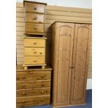 MODERN PINE FURNITURE - four items, widest chest of drawers 75cms