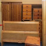 PINE BEDROOM FURNITURE to include two door wardrobe, 176cms H, 86cms W, 52cms D, two/four drawer