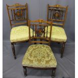 EDWARDIAN ROSEWOOD INLAY CHAIRS (3)