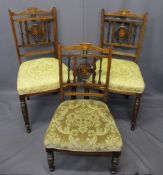 EDWARDIAN ROSEWOOD INLAY CHAIRS (3)