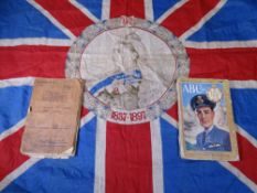 AIR MINISTRY & ONE OTHER RAF BOOKS and a commemorative flag Victoria 60 year Jubilee, the books