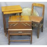 FURNITURE PARCEL (4) - to include cantilever sewing box, inlaid nest of two side tables, child's