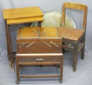 FURNITURE PARCEL (4) - to include cantilever sewing box, inlaid nest of two side tables, child's