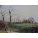 W NOEL JOHNSON watercolour - pastoral scene featuring Hale Barns Unitarian Chapel, signed, 25 x