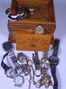 9CT GOLD CASED LADY'S WRISTWATCH with a further quantity of lady's and gent's watches in a lidded