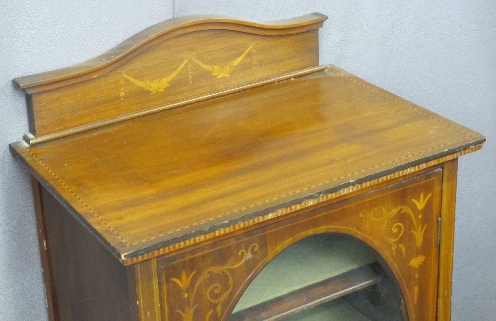 SHEET MUSIC MAHOGANY INLAID CABINET, single door, oval glazed with four interior shelves, 114cms - Image 2 of 3