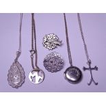 SILVER PENDANTS & CHAINS - two by R S Eliot, approximately 30grms total, majority 925 or other