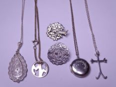 SILVER PENDANTS & CHAINS - two by R S Eliot, approximately 30grms total, majority 925 or other