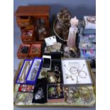 9CT GOLD, SILVER, COSTUME JEWELLERY & COLLECTABLES, a good mixed quantity on two trays