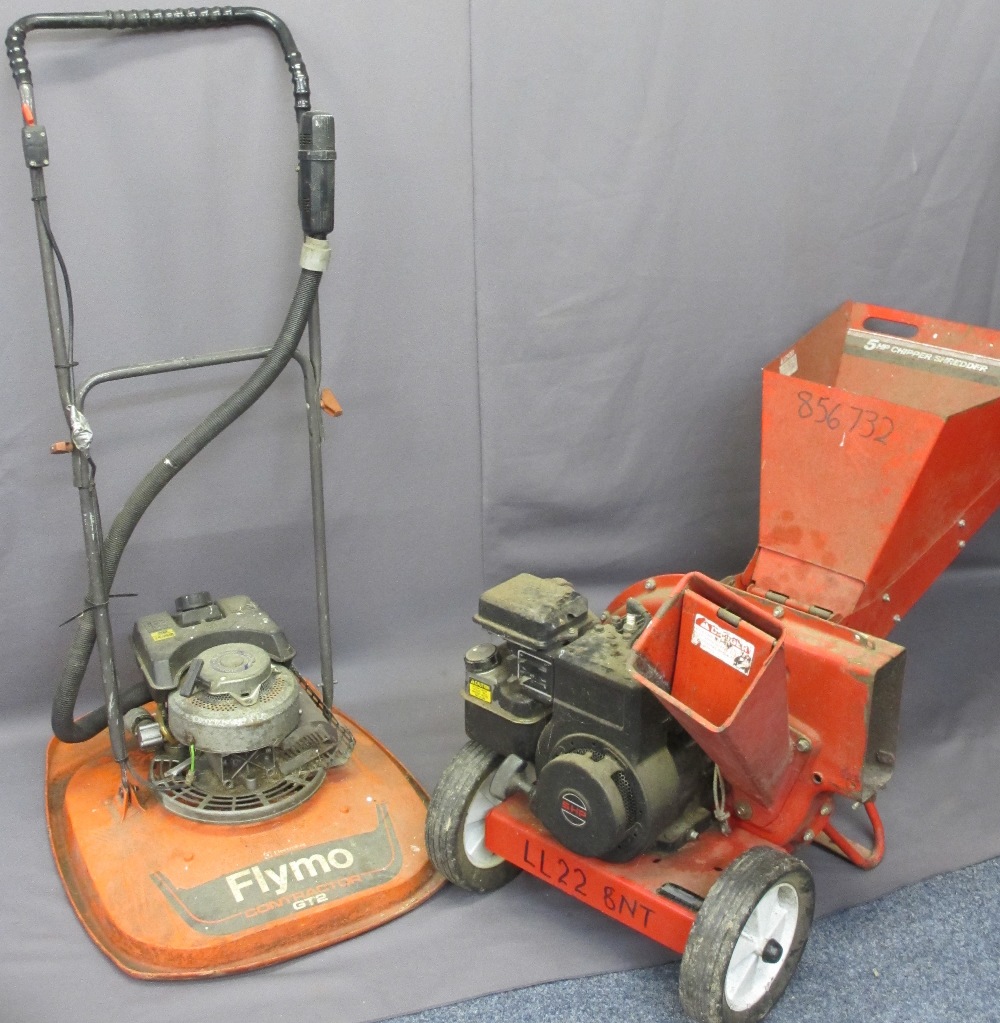 A 'MTD' 5hp SHIP CHIPPER/SHREDDER and a Flymo Contractor GTZ petrol hover mower