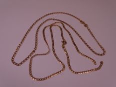 9CT CHAINS ETC - a flat curb neck chain, 2.5grms and a 9ct link chain, 3.3grms