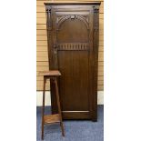 VINTAGE & MID-CENTURY FURNITURE PARCEL, three items including a single door hall robe with carved