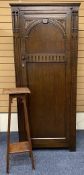 VINTAGE & MID-CENTURY FURNITURE PARCEL, three items including a single door hall robe with carved