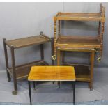 TWO TIER TROLLEYS (3) on castors, various sizes and a small vintage coffee table