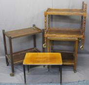 TWO TIER TROLLEYS (3) on castors, various sizes and a small vintage coffee table