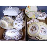 WORCESTER EVESHAM OVEN-TO-TABLEWARE, period Staffordshire dinnerware, Masons plates ETC (2 boxes)