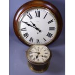 SHIP'S BRASS CLOCK by Frodsham & Keen Liverpool and a school type wall clock (no movement)