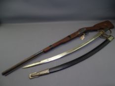 MILITARIA - ornamental decorative musket rifle and an officer's sword