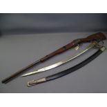 MILITARIA - ornamental decorative musket rifle and an officer's sword