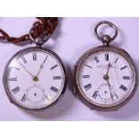 TWO GENT'S POCKET WATCHES (key wind, silver encased) Birmingham 1882 and Birmingham 1909 (each for