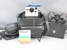 MIRANDA CASED BINOCULARS & TWO POLAROID CAMERAS