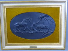 WEDGWOOD LIMITED EDITION PLAQUE IN FRAME - 'The frightened horse', modelled by George Stubbs, 40 x