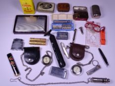 MIXED COLLECTABLES to include lighters, pen knives, whistles, small vintage advertising tins