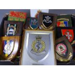 MILITARIA - regimental Coat of Arms collection on wooden plaques, approximately 18