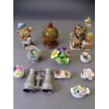 HUMMEL/GOEBEL TYPE FIGURES, opera glasses, ornamental china posies ETC