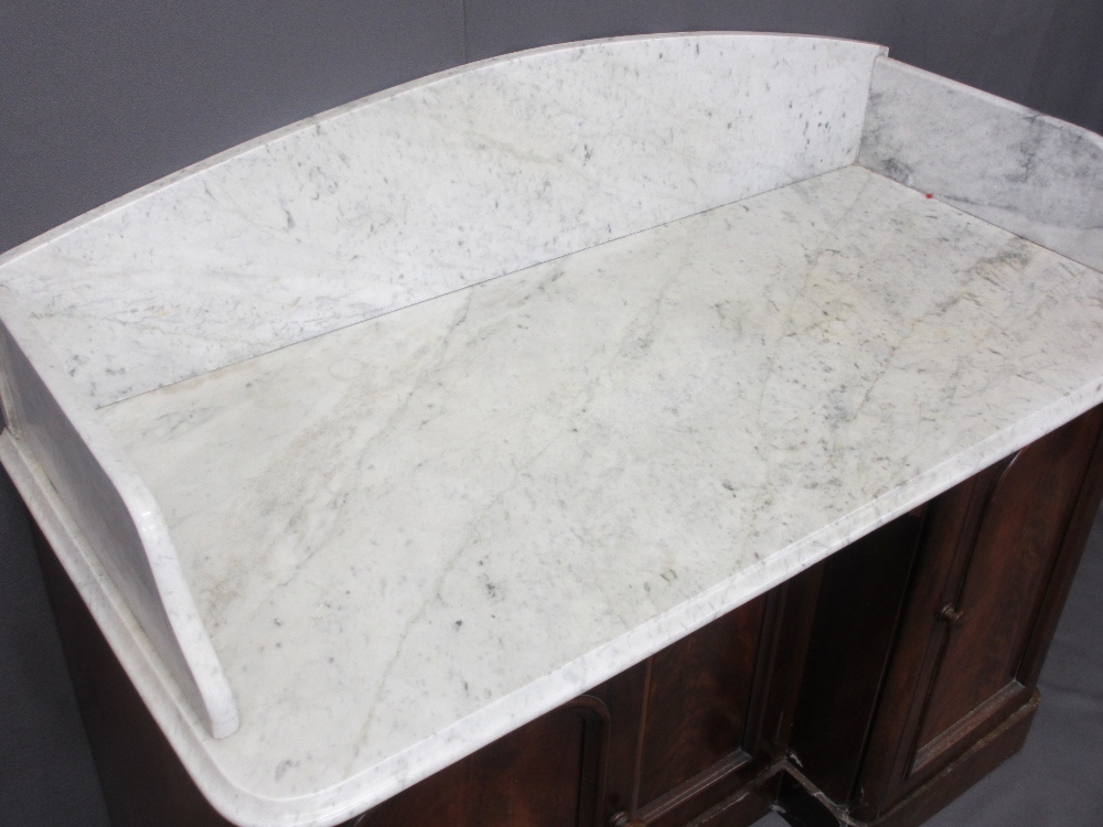 VICTORIAN WASHSTAND - marble splashback over three cupboard base with interior shelves, 98cms H, - Image 2 of 3