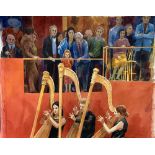 NOEL McCREADY watercolour - 'Harp Recital', unframed, 56 x 66cms