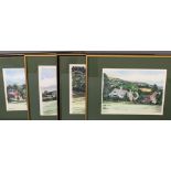 INITIALLED 'H R' watercolour set of four titled 'Pendyffryn', 28 x 37cms