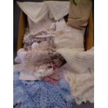 BUNDLE OF CROCHET & LACE TABLECLOTHS, tray cloths ETC